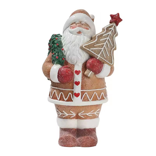 Custom holiday decoration resin christmas gingerbread house santa claus figurine christmas decor