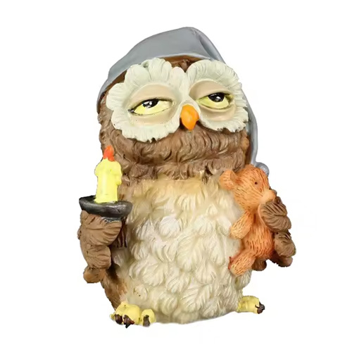 Cute Owl Statue Animal Ornament Fairy Garden Accessories Desktop Decor Resin Owl Figurine