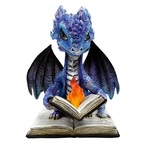 Resin dragon figurines blue dragon with book dragon statue home decoration