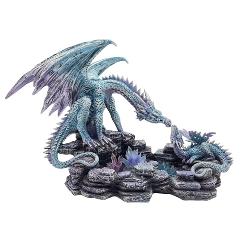 Polyresin dragon figurine crystal mother dragon and baby dragon fantasy figurine