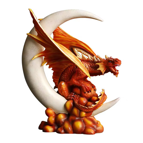 OEM poly resin figurine fire moon dragon customs dragon statue fantasy figurine