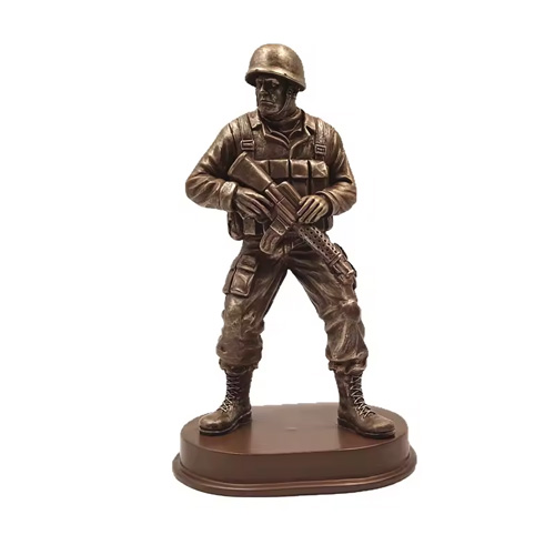 Cold cast bronze Military Soldier sculpture Patina Resin Army figure Decorative Indoor desktop Statue