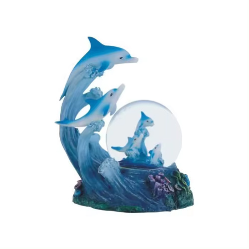 Resin Snow Globe Blue Dolphin Collection Desk Figurine Decoration Great Idea Gift Wholesale