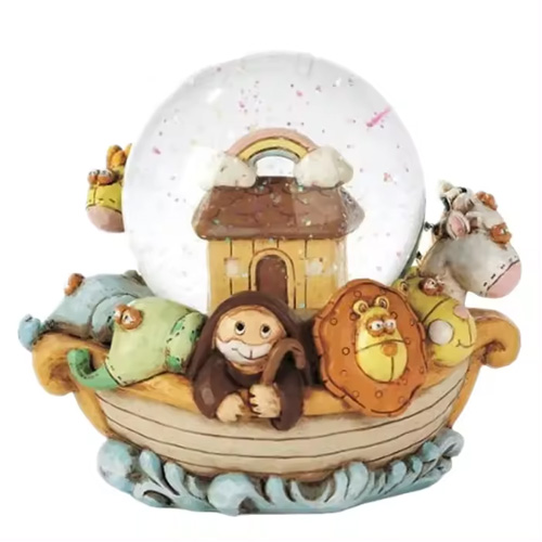 Animal theme Noah's Ark water globe children's gift resin craft musical Christmas snow globe