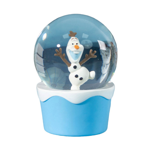 Custom 80MM Diameter Anime Snow globe Design Case Resin Snowman Olaf Statue For Love Theme Holiday Decoration & Gift Collection