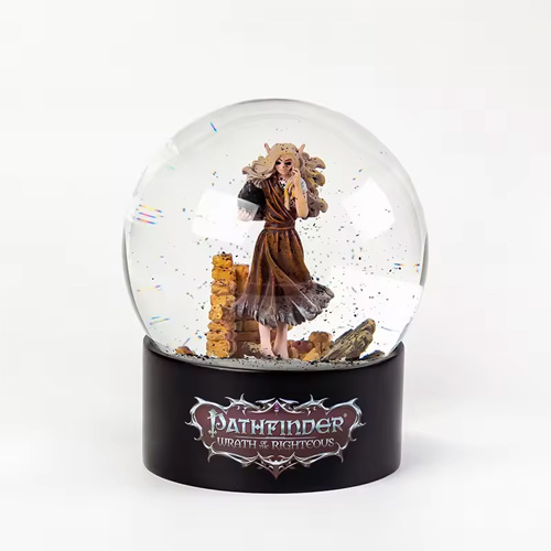 Game Character pathfinder wrath and righteous Dark Style Gril Glass Snow Globe 100mm Gift Snowball Decoration Custom Snow Globes