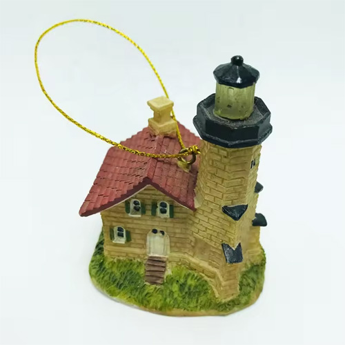 Custom miniature garden house ornaments personalized small resin lighthouse Christmas ornament