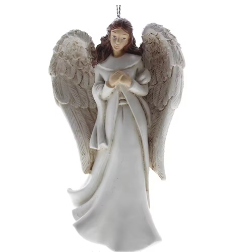 Custom Resin Antique White Angel Wings Christmas Ornament