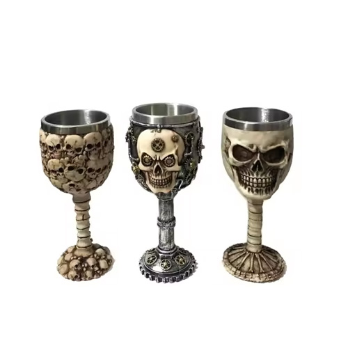 Resin Goblet With Stainless Steel For Decoration