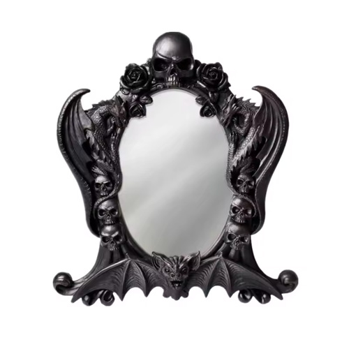 Resin gothic Black Mirror skull dragons bat roses gift wall desk decor Photo Frame