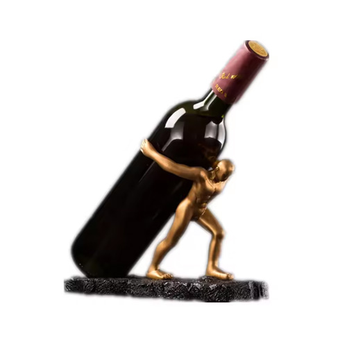 Polyresin Greek figure Hercules statue holding wine bottle holder desktop decor valentine's day gift ideas