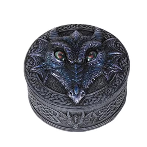 Dark Blue Resin Mythical Dragon Trinket Box Jewelry Box Dice Box