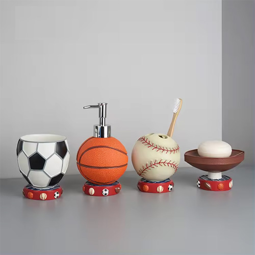 High Quality Unique Design Cute Styles Sports Ball Polyresin Bathroom Accessory For Kids